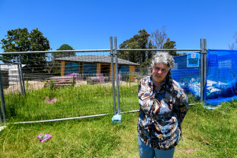 Kathleen Glover at the family property in Mogo, which is expected to be rebuilt by June.