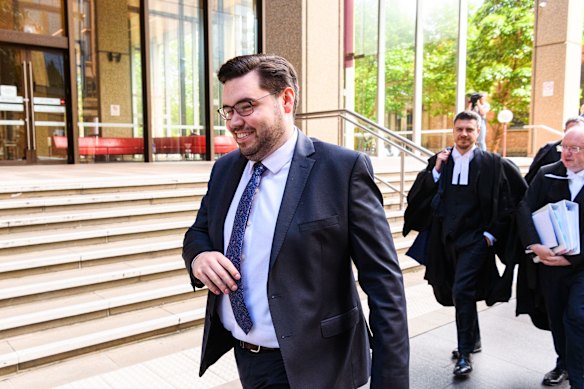 Former federal Liberal political staffer Bruce Lehrmann leaves the Federal Court in Sydney.