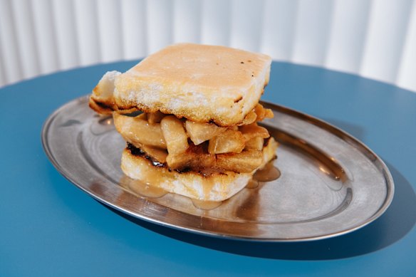 Hot chip butty with gravy. 