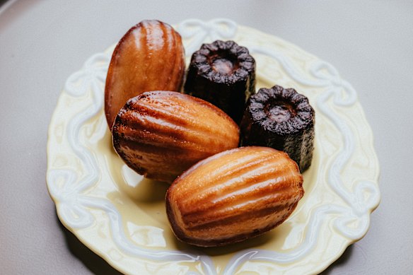 Lemon madeleines and canele.