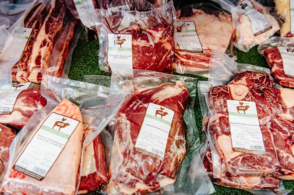 Packaged meat at Marrickville butcher Feather and Bone.