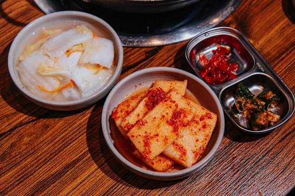 Banchan come free with the soup. 