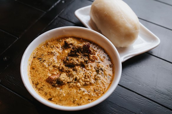 Egusi soup and fufu.