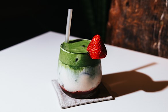 Matcha strawberry latte.