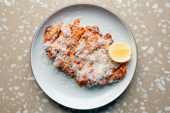 Pork cotoletta, Calabrian sauce.