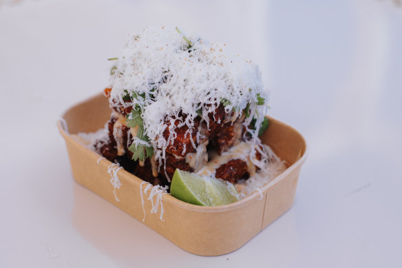 Corn, jalapeno and cheddar fritters.