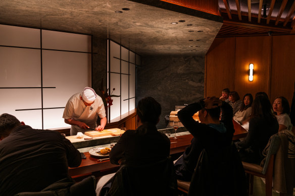 The tiny 10-seat sushi counter.