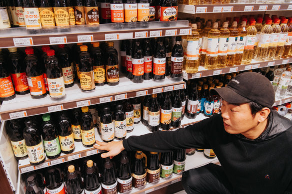 Daero Lee says Sempio Jin soy sauce (top left, with the red label) is the go-to choice.