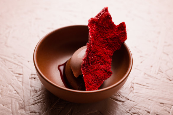 Red rice ice-cream.