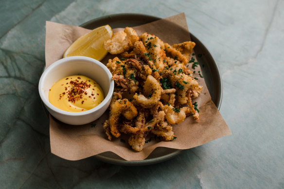 Calamari fritti with saffron aioli.