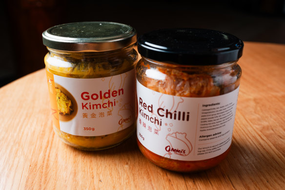 Golden and red chilli kimchi.