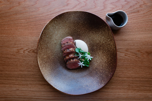 The Margra lamb loin features yoghurt, broad beans and green olives.