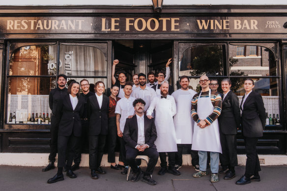 The Le Foote team outside their new bar and restaurant, finally set to open after months of building delays.