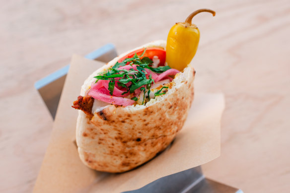 Chicken shawarma pita. 