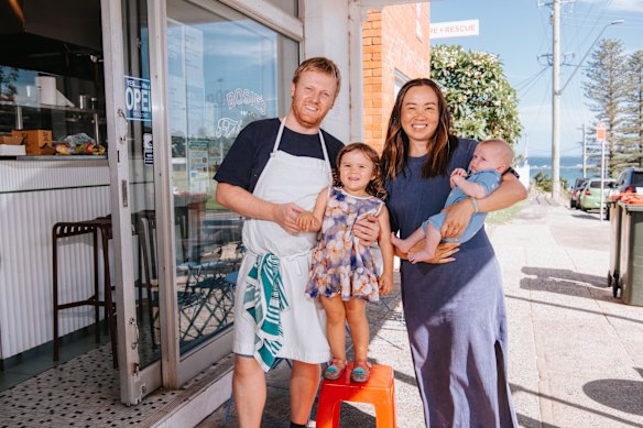 Chef and co-owner Ben Sinfield and co-owner Tania Ho with their children Rosie and Freddie.
