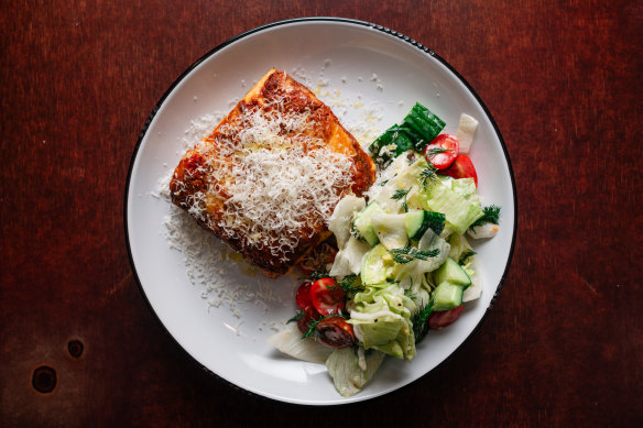 Lasagne with salad.