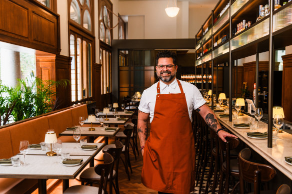 Chef Alejandro Saravia in his new restaurant Morena.