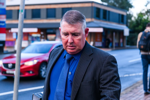 Glen Coleman former NSW Police sex crimes squad detective leaving Penrith Court is after. Coleman is on trial for allegedly raping a woman whose complaint he was investigating. Photographed Monday 6th May 2024. Photo: James Brickwood. SMH NEWS 240506