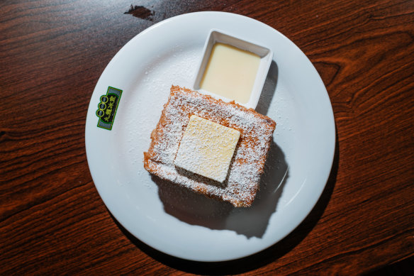 HK-style super thick French toast with red bean.