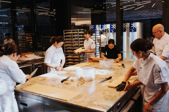 Inside the cube at Lune Rosebery, where bakers will work in view of customers.
