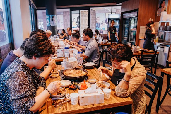 The dining room at Guk’s Eedaero Gamjatang in Lidcombe.
