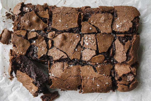 Gluten-free chocolate, buckwheat and sea salt brownies.