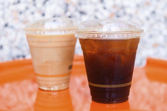 Iced coffees.