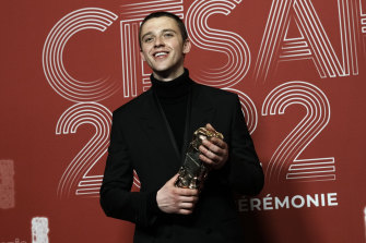 Voisin with his Cesar award for best male newcomer.