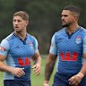 Blues brothers: Zac Lomax and Latrell Mitchell at NSW training last year.
