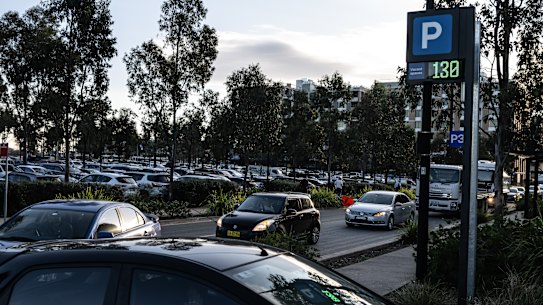 Commuters entering Tallawong car park face significant congestion.