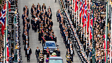 The Norwegian royal family were also joined by most of the European royals who followed on foot as part of the procession.