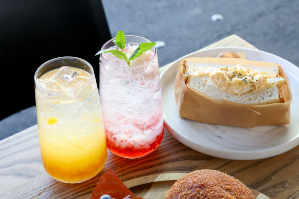 Yuzu pearl soda (left) and plum lychee ume soda.