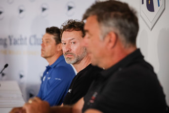 LawConnect skipper Christian Beck (centre) and some of the Sydney to Hobart’s biggest names have thrown their support behind the 18 boats ineligible to win the overall prize. 