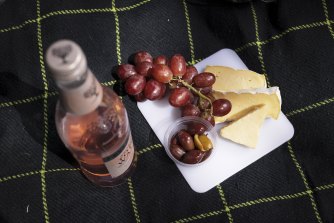 Cheese, grapes and tonic water at lunch with historical author David Hunt author of Girt Nation in Centennial Park. 