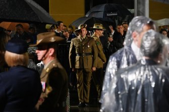 This morning’s ANZAC Day dawn service at Martin Place in Sydney.