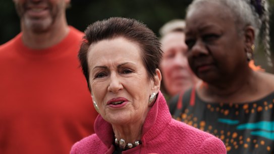 Clover Moore at Wimbo Park on Sunday after securing her sixth term as Sydney lord mayor.