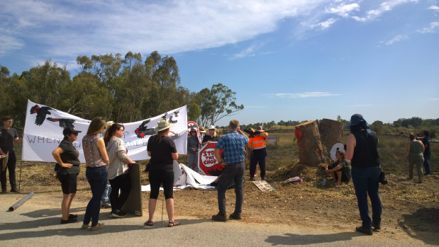 Protesters at the Kenwick development site. 