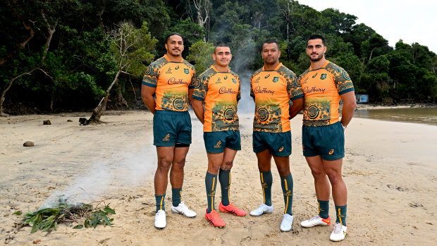 Get up, stand up, show up: The Wallabies celebrate NAIDOC Week on Yugambeh country on the Gold Coast.