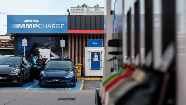 An Ampol Charging station that will be installed into Stockland town centres