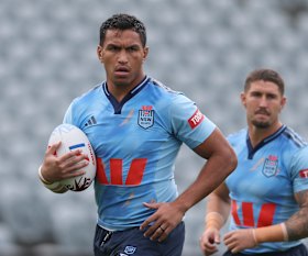 Jacob Saifiti is the only ‘big bopper’ on the Blues’ six-man bench, with coach Daley opting for more mobile forward options