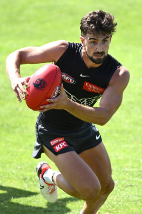 Collingwood’s Josh Daicos shows his hunger to improve at training.