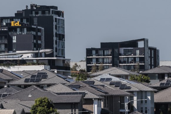 A housing development at Prestons in Sydney’s west. The state needs to deliver 314,000 new homes over the next five years but is only expected to build 180,000.