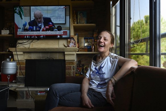 Australian Lisa Sfeir at her home in Hadath El Jebbeh. She  will not leave Lebanon despite the war. 