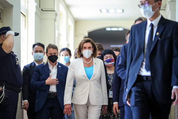 US House Speaker Nancy Pelosi in Taipei on Wednesday.