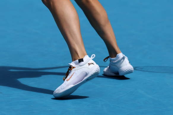 Aryna Sabalenka’s “Tiger” shoes.