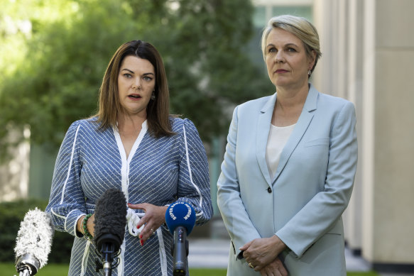 Greens environment spokesperson Senator Sarah Hanson-Young and Environment Minister Tanya Plibersek. 