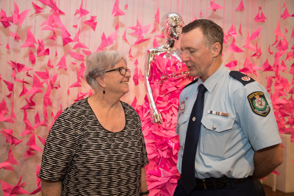 Original 1978 marcher Betty Hounslow with NSW Police Assistant Commissioner Tony Crandell, at a press conference for the Sydney Gay and Lesbian Mardi Gras Parade in 2018.