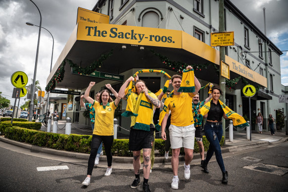 The Socceroos fans responsible for the Sacky-Roos rebrand, led by Jaxon Carr. 
