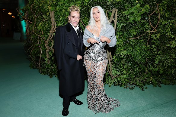 John Galliano and Kim Kardashian at the 2024 Met Gala.