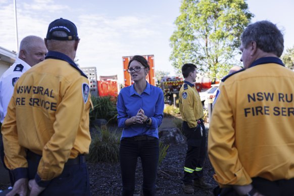 Steph Cooke, NSW Minister for Emergency Services, addresses volunteers at Coffs Harbour.